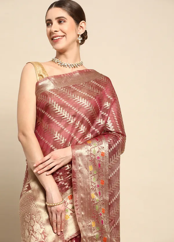 Maroon_Organza_Saree_for_Women