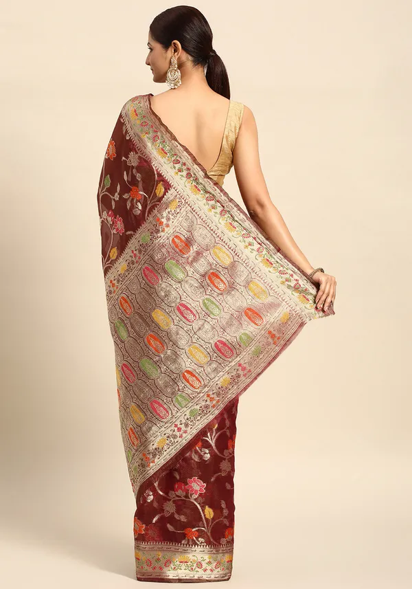 Maroon_Organza_Saree_for_Women