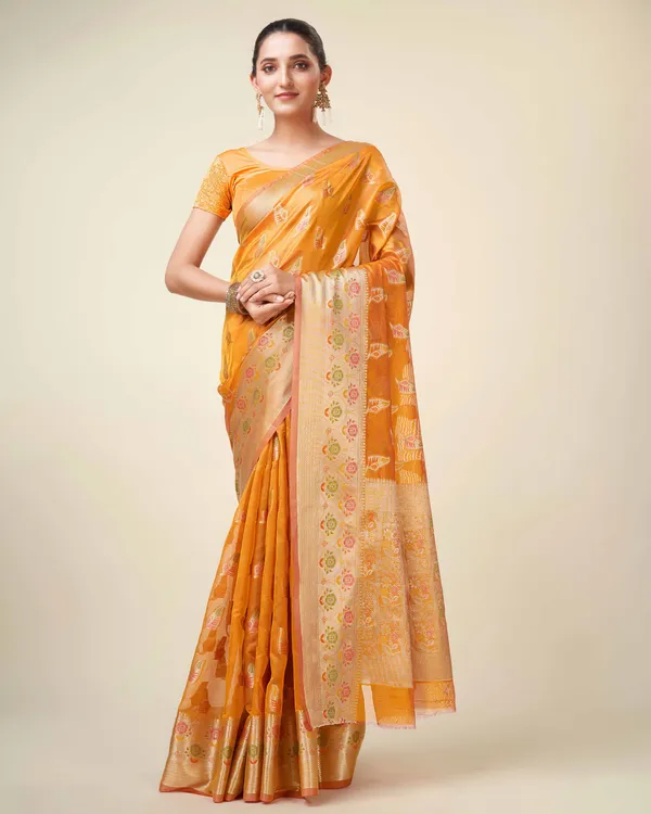 Mustard_Organza_Saree_for_Women