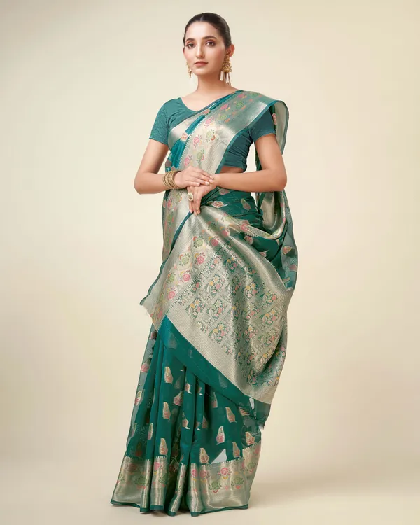 Green_Organza_Saree_for_Women