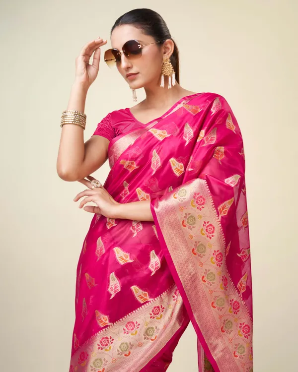 Pink_Organza_Saree_for_Women