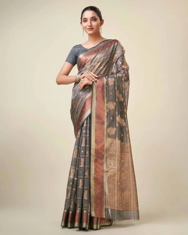 Grey_Organza_Saree_for_Women