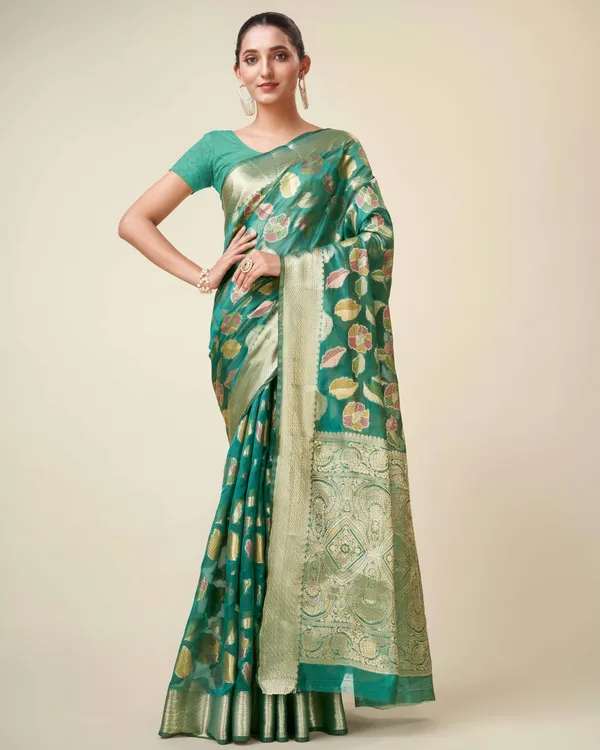 Green_Organza_Saree_for_Women