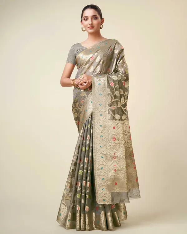 Grey_Organza_Saree_for_Women