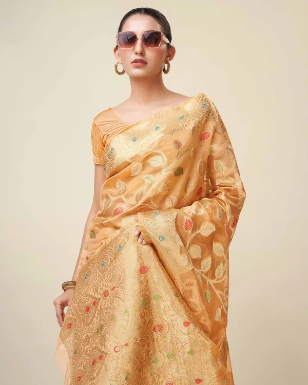 Orange_Organza_Saree_for_Women