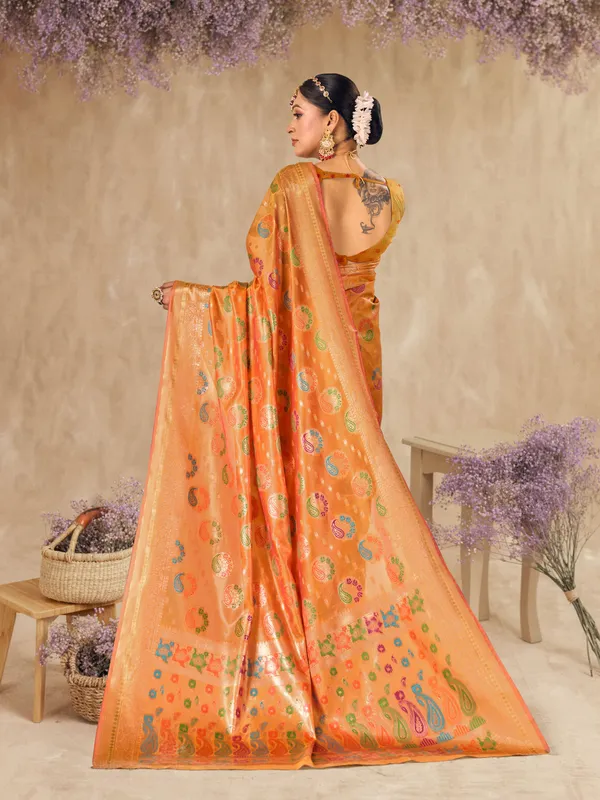 Orange_Organza_Saree_for_Women