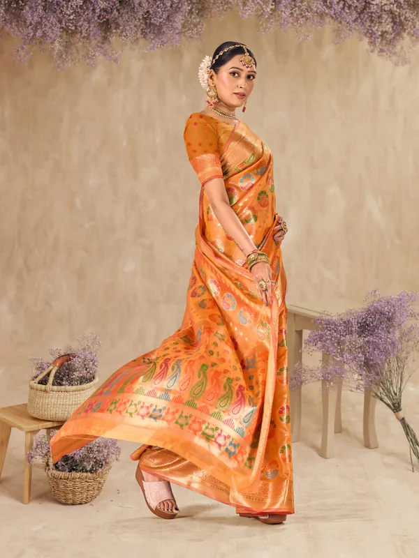 Orange_Organza_Saree_for_Women
