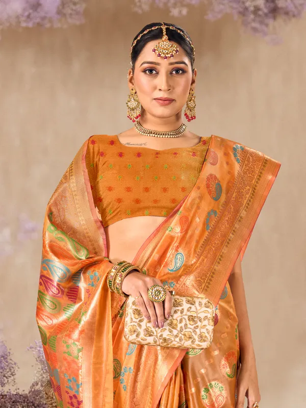 Orange_Organza_Saree_for_Women