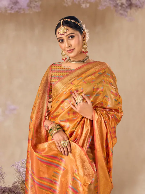 Orange_Organza_Saree_for_Women