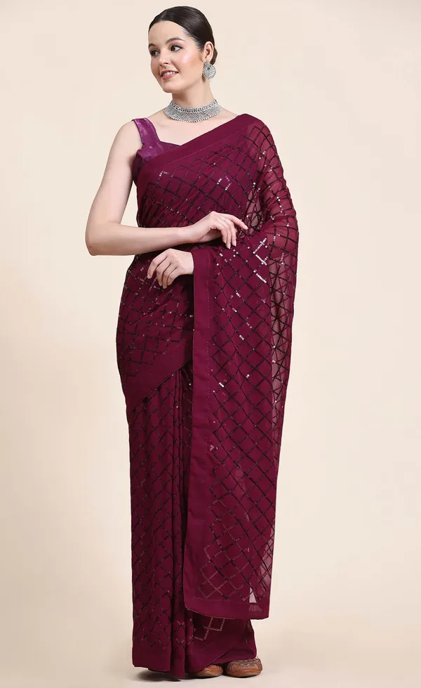 Maroon_Georgette_Saree_for_Women