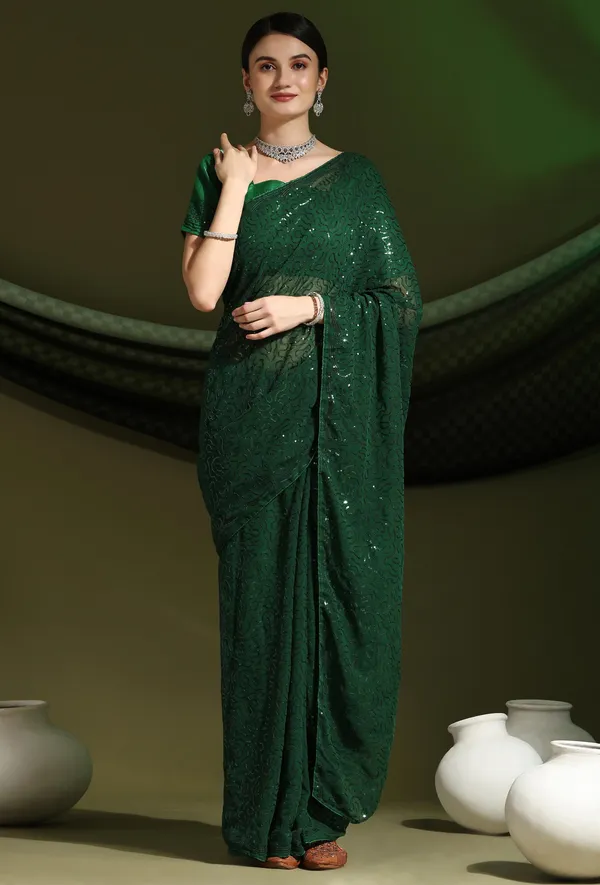 Dark_Green_Georgette_Saree_for_Women