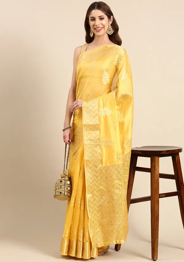 Premium_Designer_Yellow_Organza_Saree_for_Women