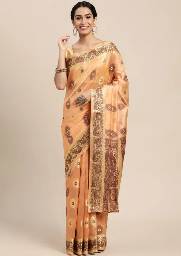 Orange_Organza_Saree_for_Women