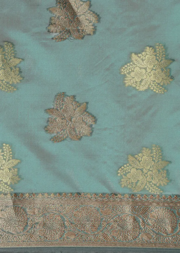 Dark_Green_Organza_Saree_for_Women
