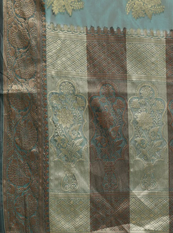 Dark_Green_Organza_Saree_for_Women