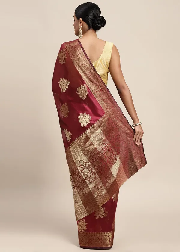 Maroon_Organza_Saree_for_Women