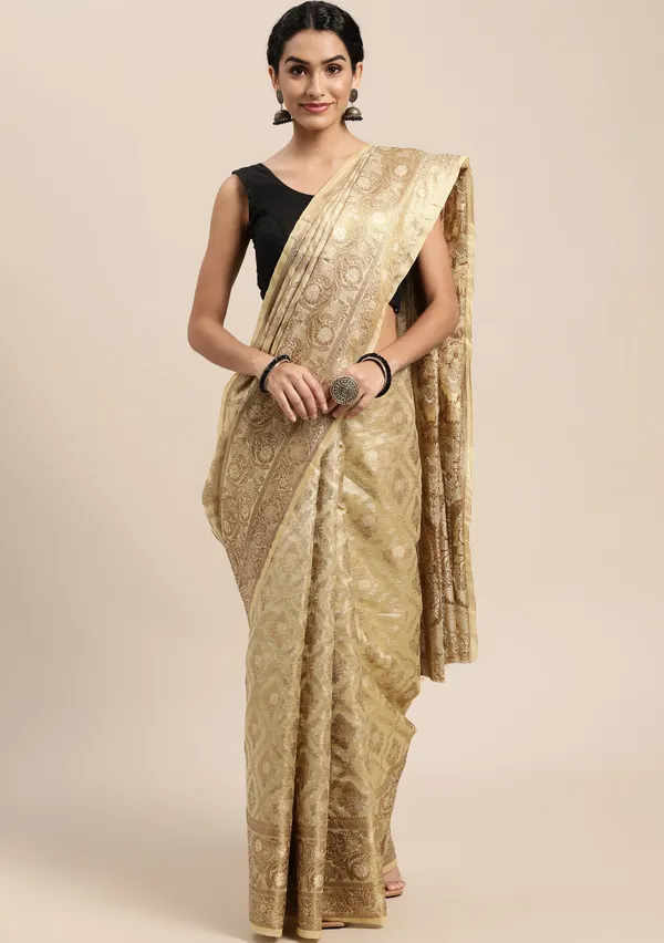 Beige_Organza_Saree_for_Women