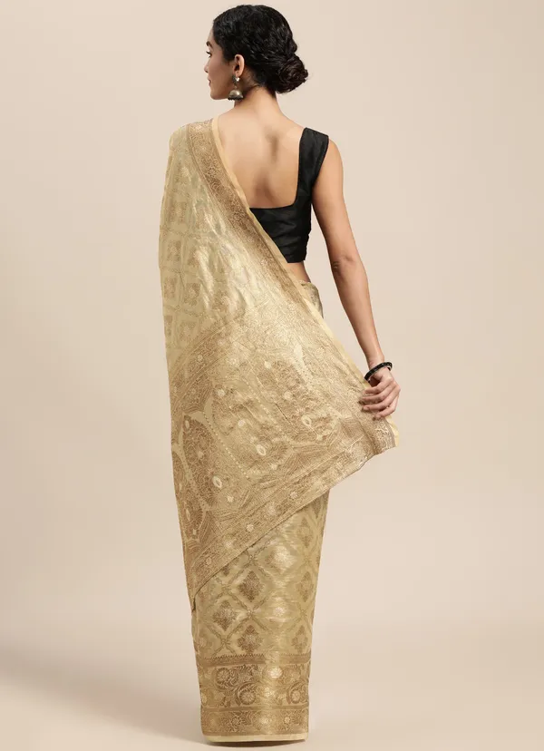 Beige_Organza_Saree_for_Women
