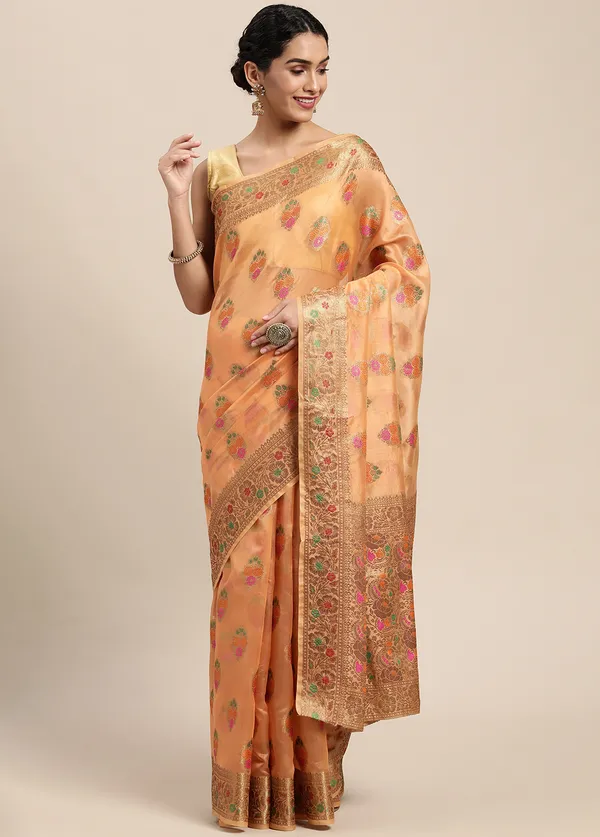 Orange_Organza_Saree_for_Women