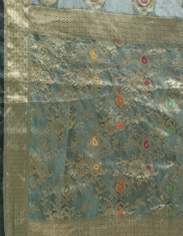 Dark_Green_Organza_Saree_for_Women