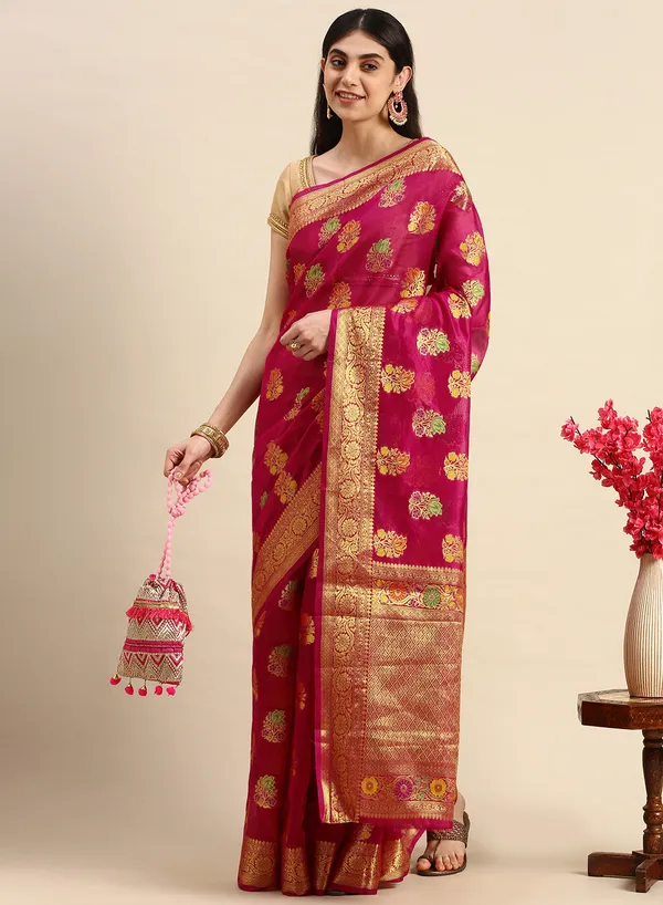Premium_Range_Designer_Pink_Organza_Saree_for_Women