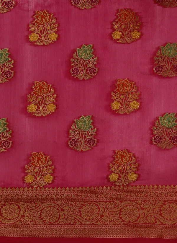 Premium_Range_Designer_Pink_Organza_Saree_for_Women
