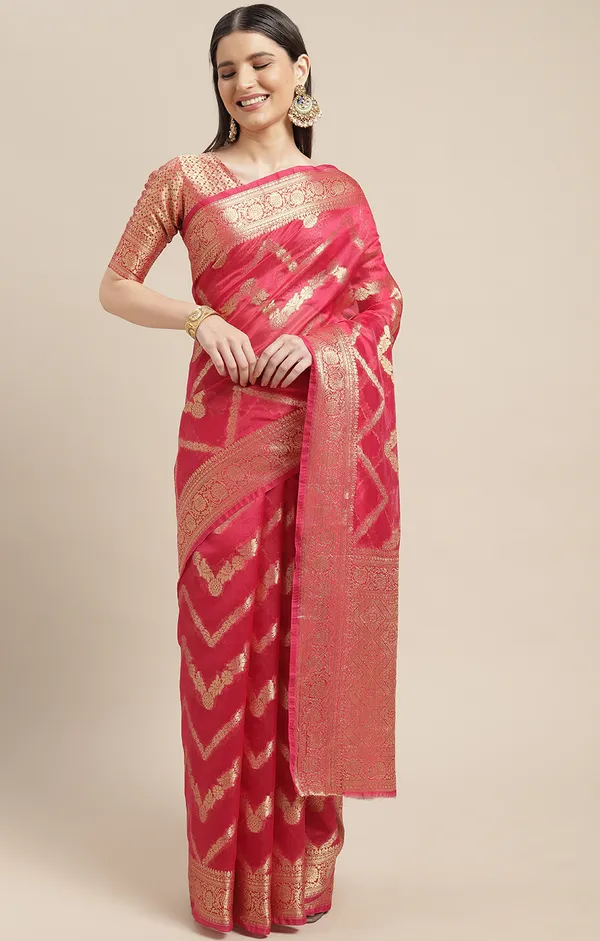 Pink_Organza_Saree_for_Women