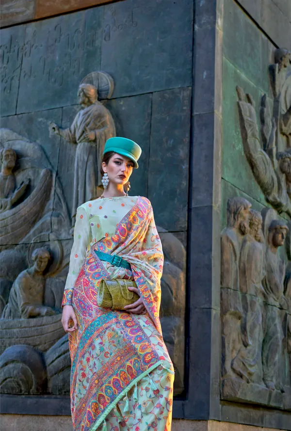 Organza_Silk_Kashmiri_Woven_Saree