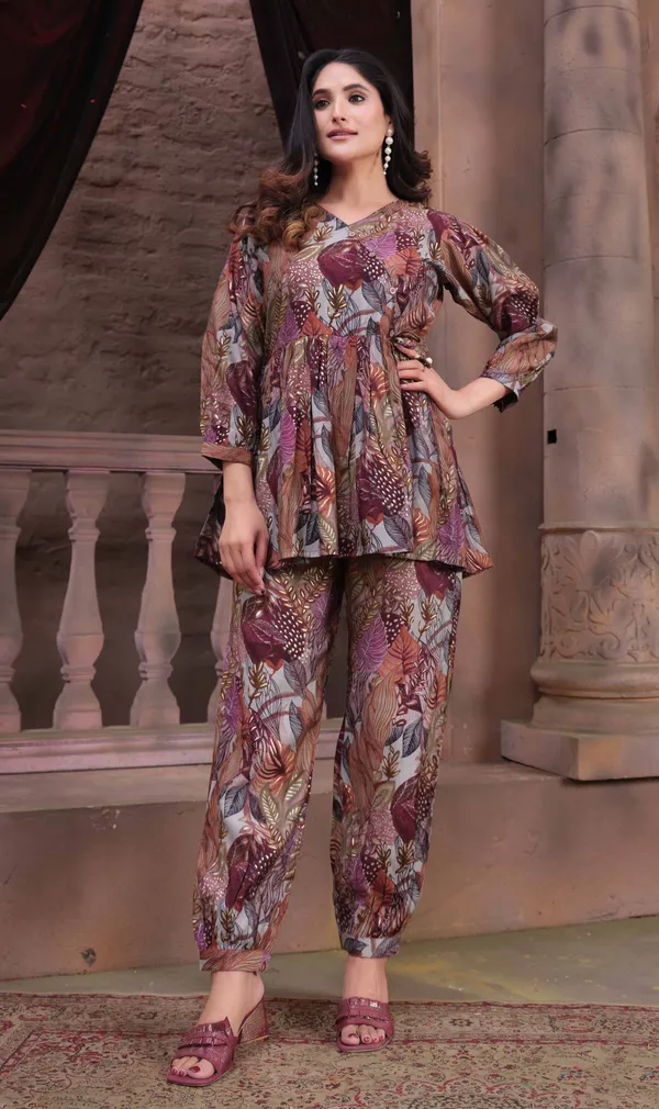 Wine_Chanderi_Co_Ord_Set_for_Women