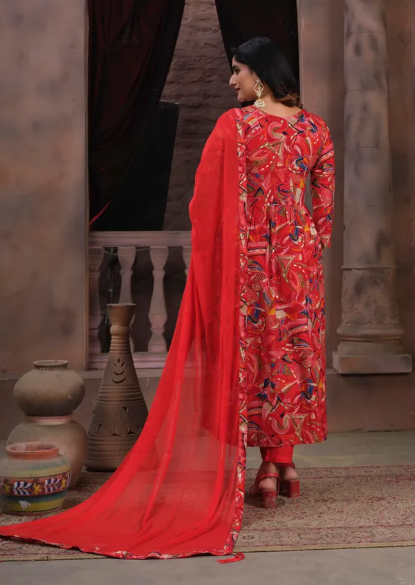 Red_Rayon_Kurta_Set_for_Women