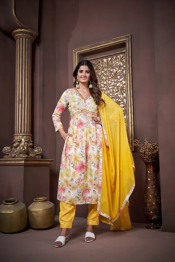 Premium_Range_Yellow_Color_Rayon_Kurta_Set_for_Women