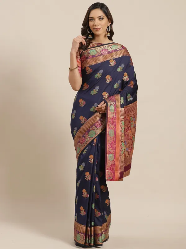 Blue_Silk_Blend_Saree_for_Women