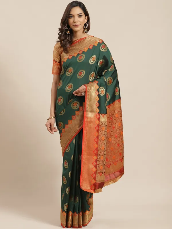 Green_Silk_Blend_Saree_for_Women