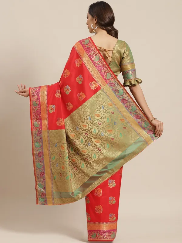 Red_Silk_Blend_Saree_for_Women