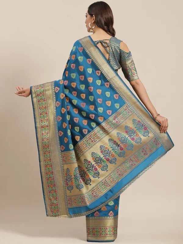 Blue_Silk_Blend_Saree_for_Women