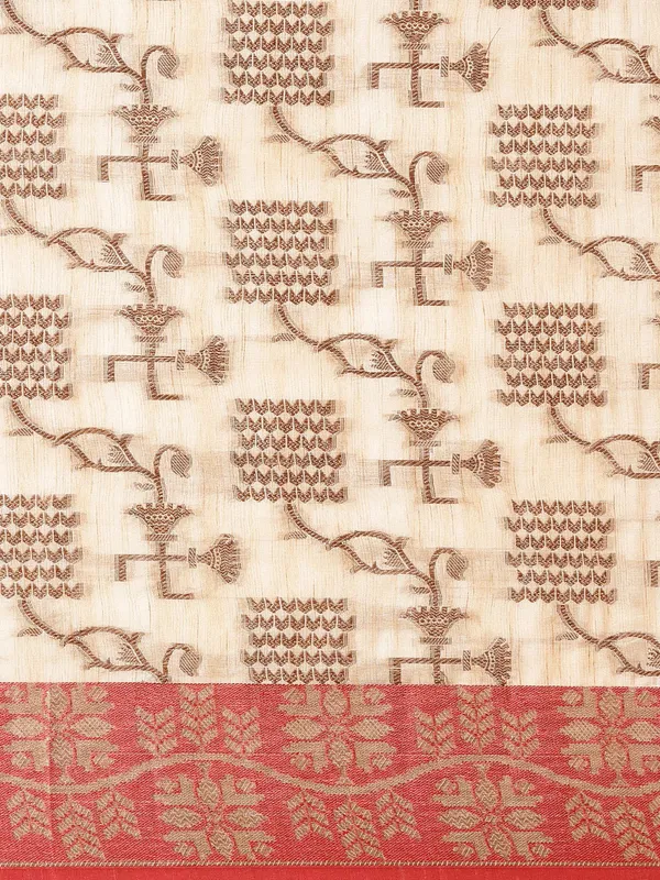 Beige_Silk_Blend_Saree_for_Women