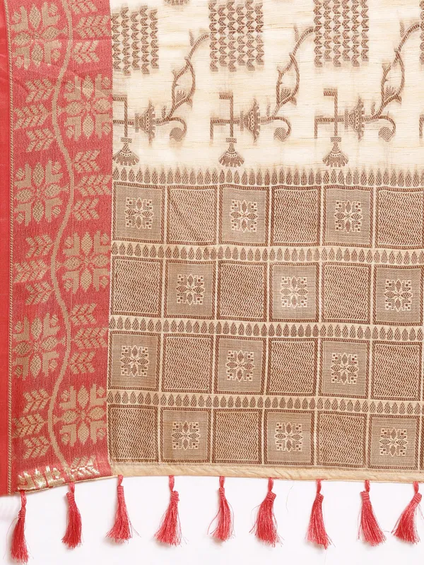 Beige_Silk_Blend_Saree_for_Women