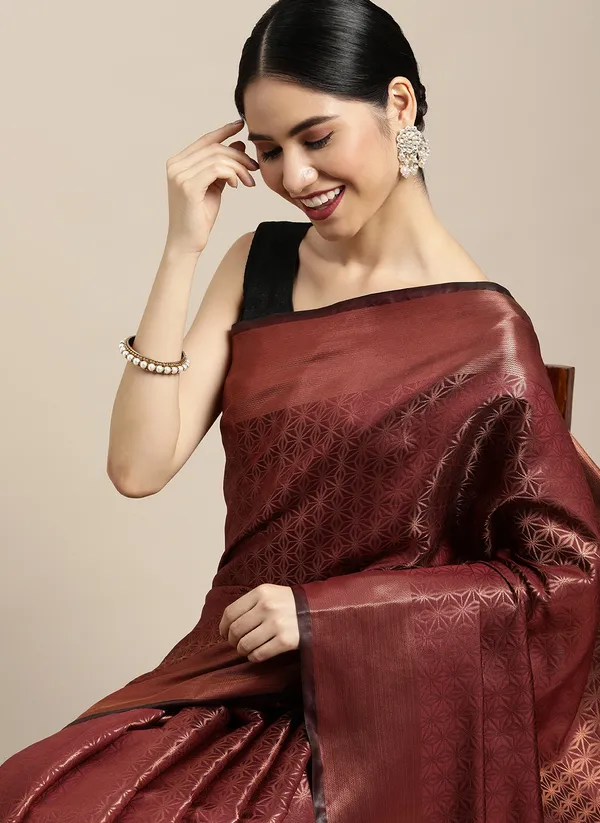 Maroon_Silk_Blend_Saree_for_Women