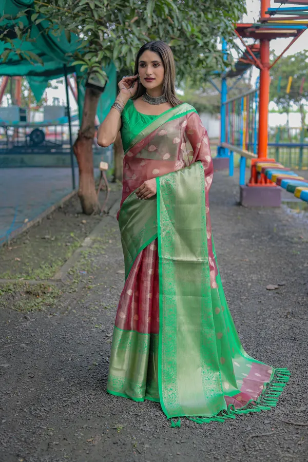 Pink_Organza_Saree_for_Women