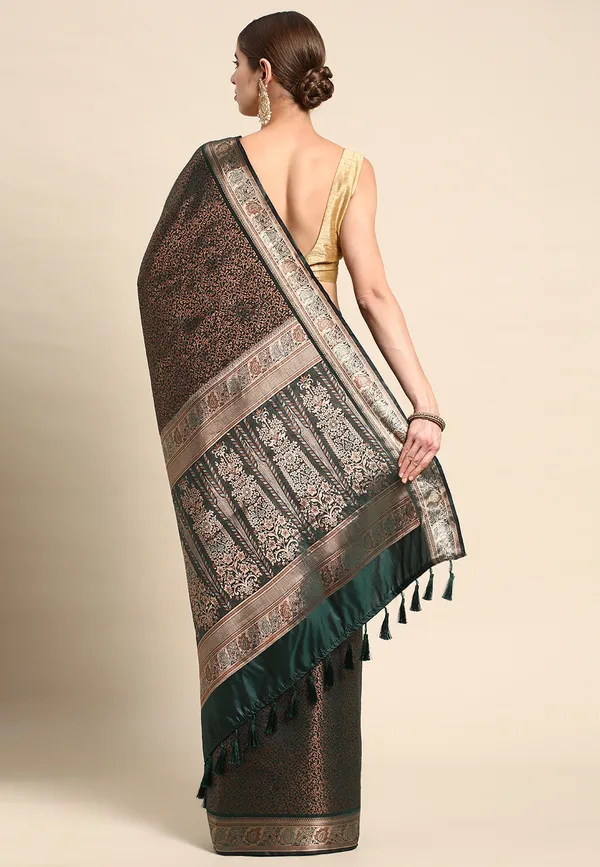 Dark_Green_Silk_Blend_Saree_for_Women