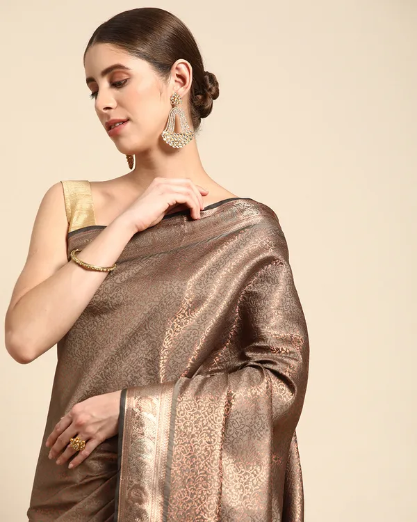 Grey_Silk_Blend_Saree_for_Women