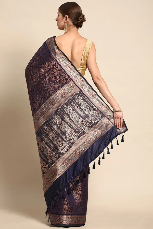 Dark_Blue_Silk_Blend_Saree_for_Women