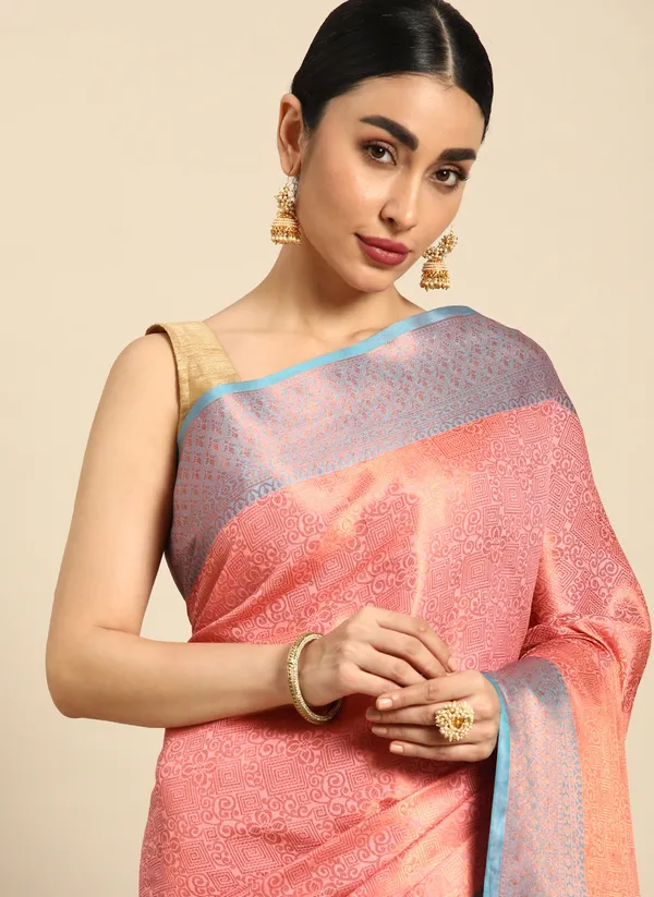 Pink_Silk_Blend_Saree_for_Women