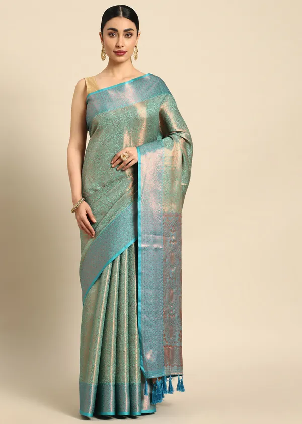 Green_Silk_Blend_Saree_for_Women