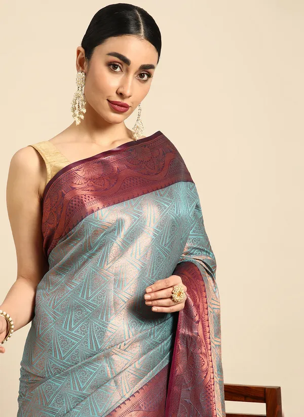 Blue_Silk_Blend_Saree_for_Women