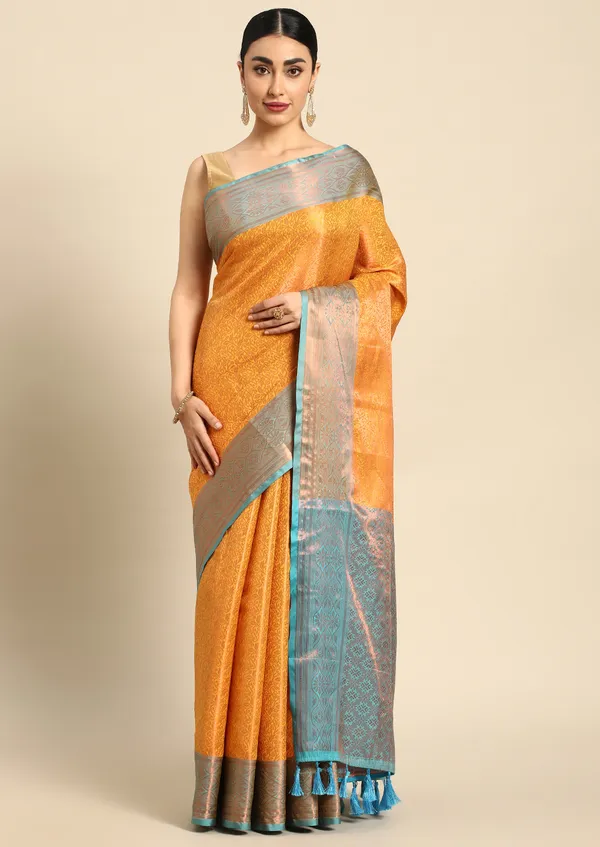 Mustard_Silk_Blend_Saree_for_Women