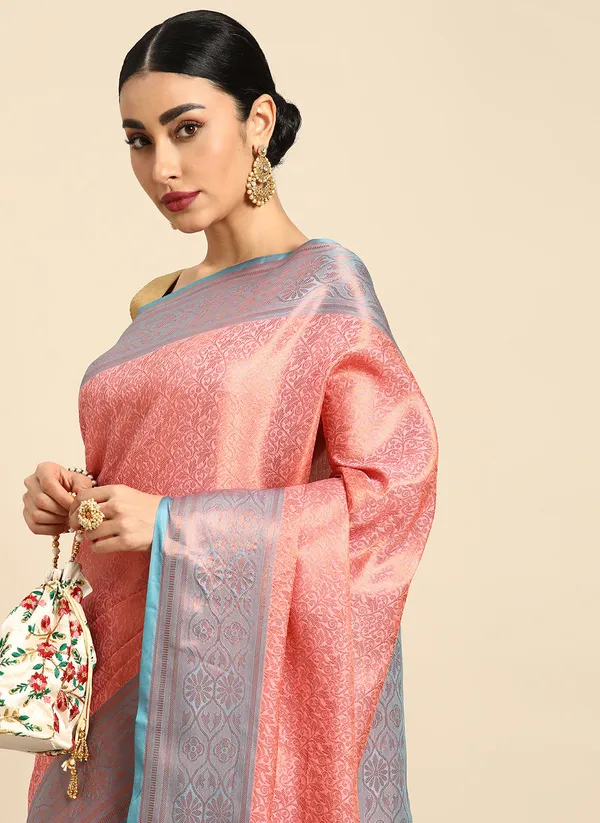 Pink_Silk_Blend_Saree_for_Women
