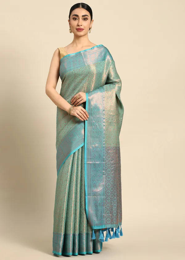 Green_Silk_Blend_Saree_for_Women