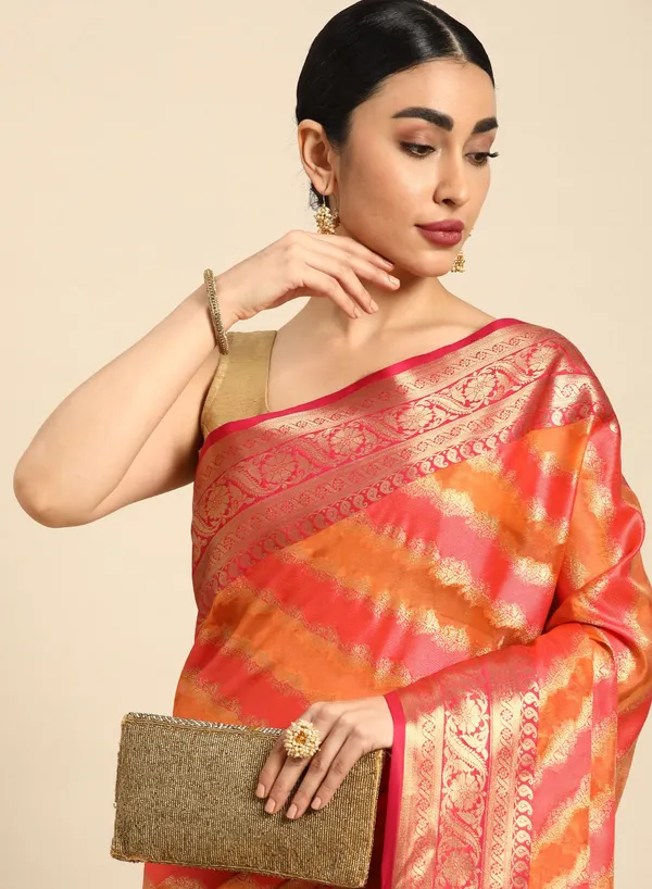 Orange_Silk_Blend_Saree_for_Women
