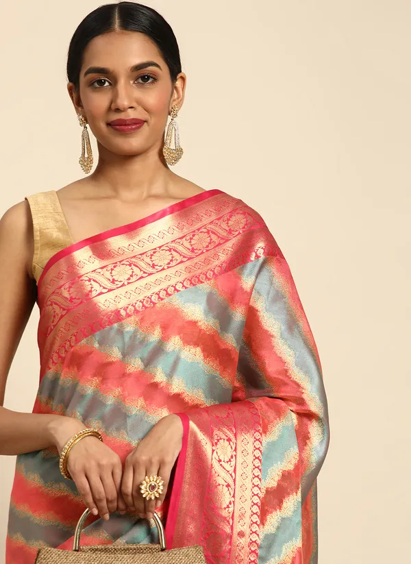 Pink_Silk_Blend_Saree_for_Women